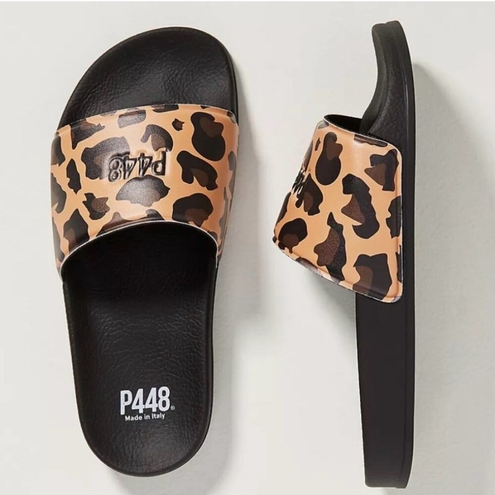 P448 Woman's Leopard Super Slide Sandals Size 5